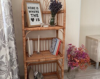 アーチ型の籐の棚、ラタンの本棚、植物スタンド、ボヘミアン家具、靴