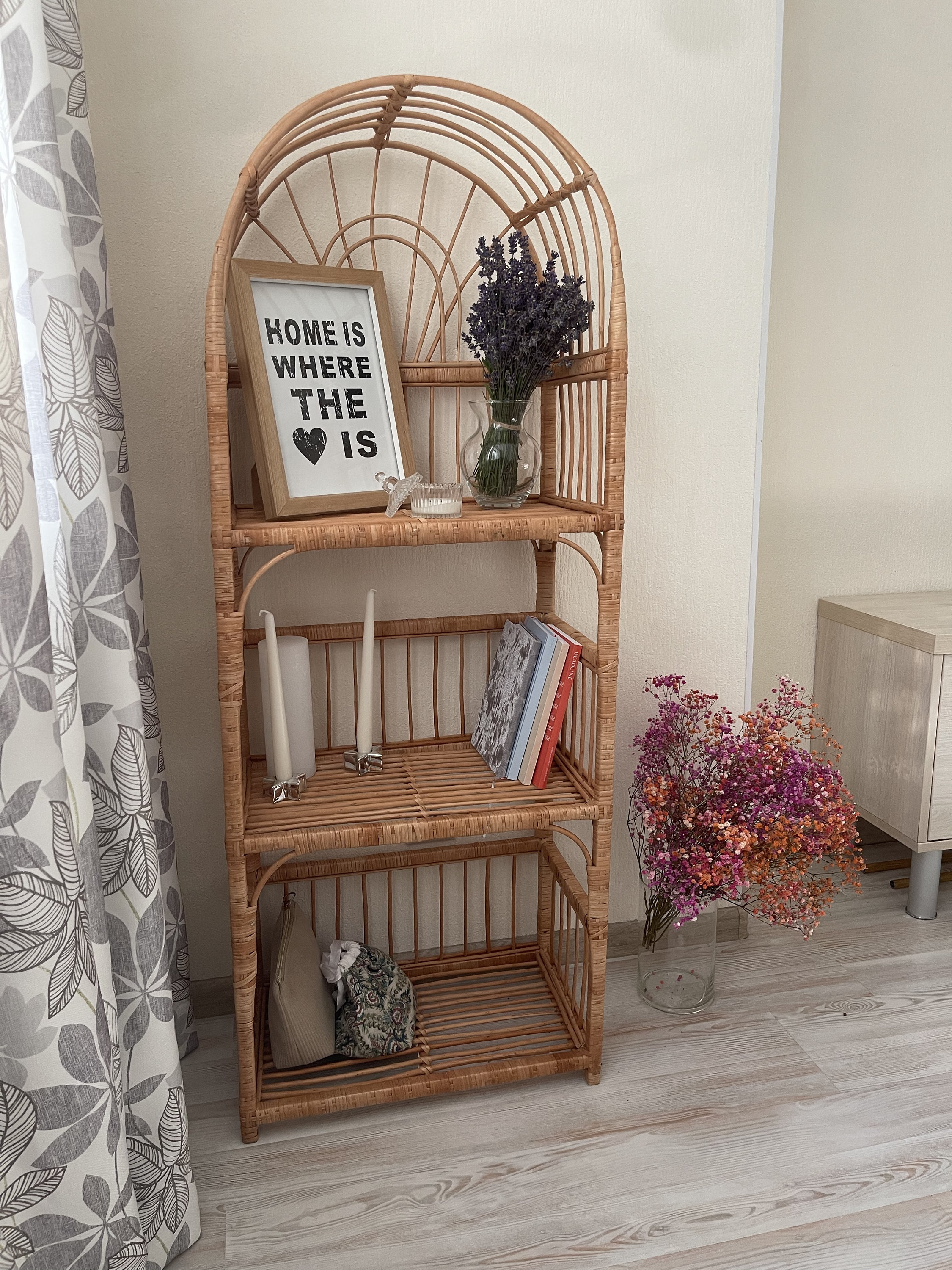 ヴィンテージ ラタン 棚 アーチ シェルフ レトロ 籐 飾り棚 レトロ ビンテージ ラタン家具 籐家具 シェルフ 棚 収納 アーチ