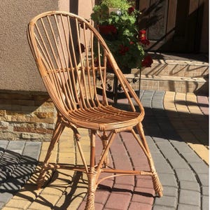rustic wicker chair patio furniture garden decor rattan stool boho style eco-friendly dining chair, Handmade wooden wedding chair