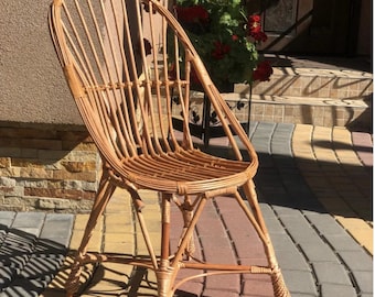 Rustikaler Weidenstuhl Terrasse Möbel Garten Dekor Rattan Hocker Boho Stil umweltfreundlicher Esszimmerstuhl, handgemachter hölzerner Hochzeitsstuhl