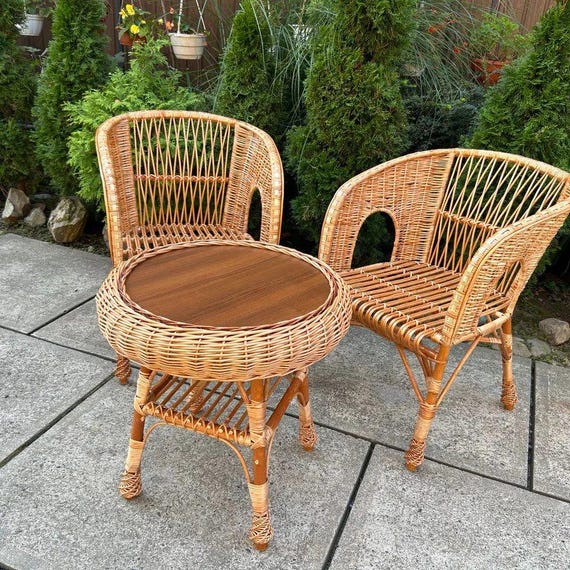 Handmade Garden Wicker Chair Natural Rustic Chair Boho Furniture Seat Patio Ecofriendly Bar Stool Rattan Accent Chair Patio Furniture Etsy