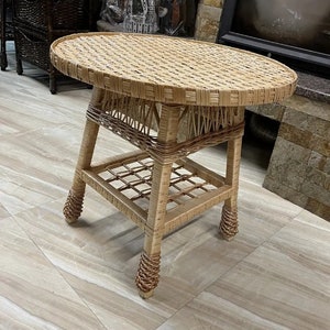 natural wicker round coffee table boho furniture small table handmade rustic furniture rattan table trunk coffee table