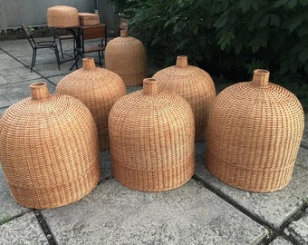 handmade rustic rattan chandalier ecofriendly wicker lampshade pendant hanging lamp natural woven boho lamp shade hanging pendant lighting