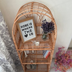 arched wicker shelf rattan bookcase plant stand boho furniture shoe rack shelf vintage style storage shelf natural wicker rattan plant stand image 10