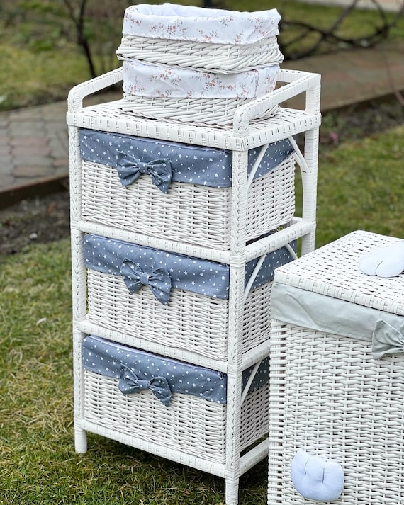 blue rattan dresser Frances Woven Rattan Tall Vanity Dresser with Mirror, Mint