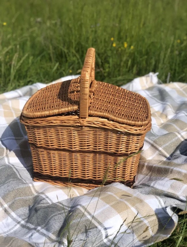 Picnic Wicker Fruit Basket With Lid Rustic Basket Eco-friendly
