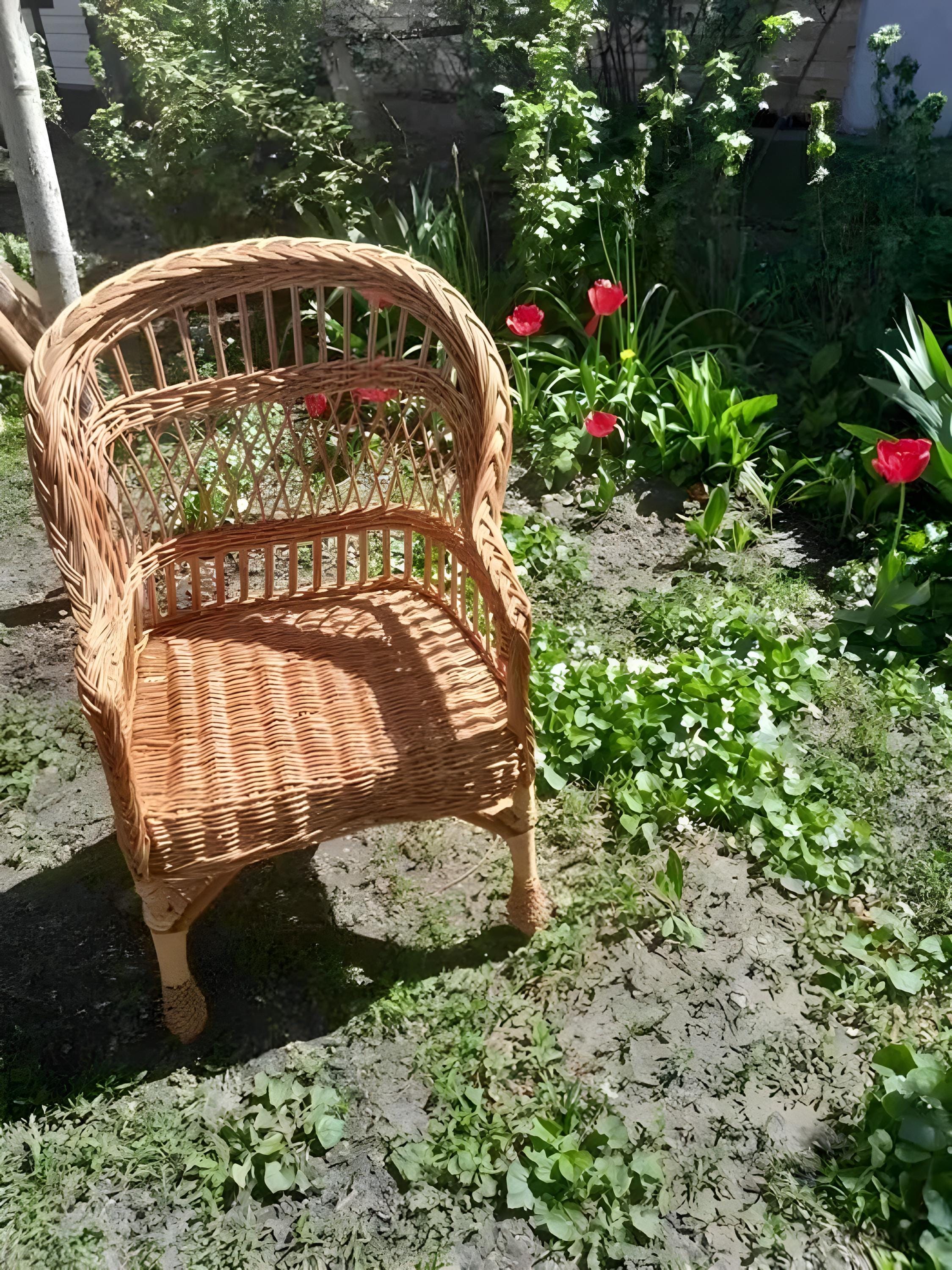 Small Rustic Chair Handmade Garden Wicker Chair Natural Small Rustic Chair Ecofriendly ...