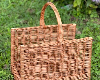 natural wicker firewood basket with handle handmade firewood storage ecofriendly wicker log carrier firewood holder log storage basket