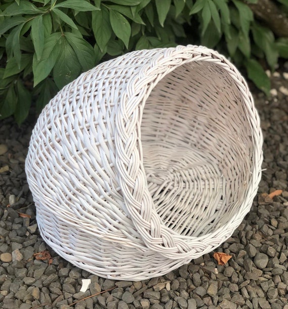 white wicker pet basket natural pet storage cat house dog small bed cat  house indoor handmade pet carrier