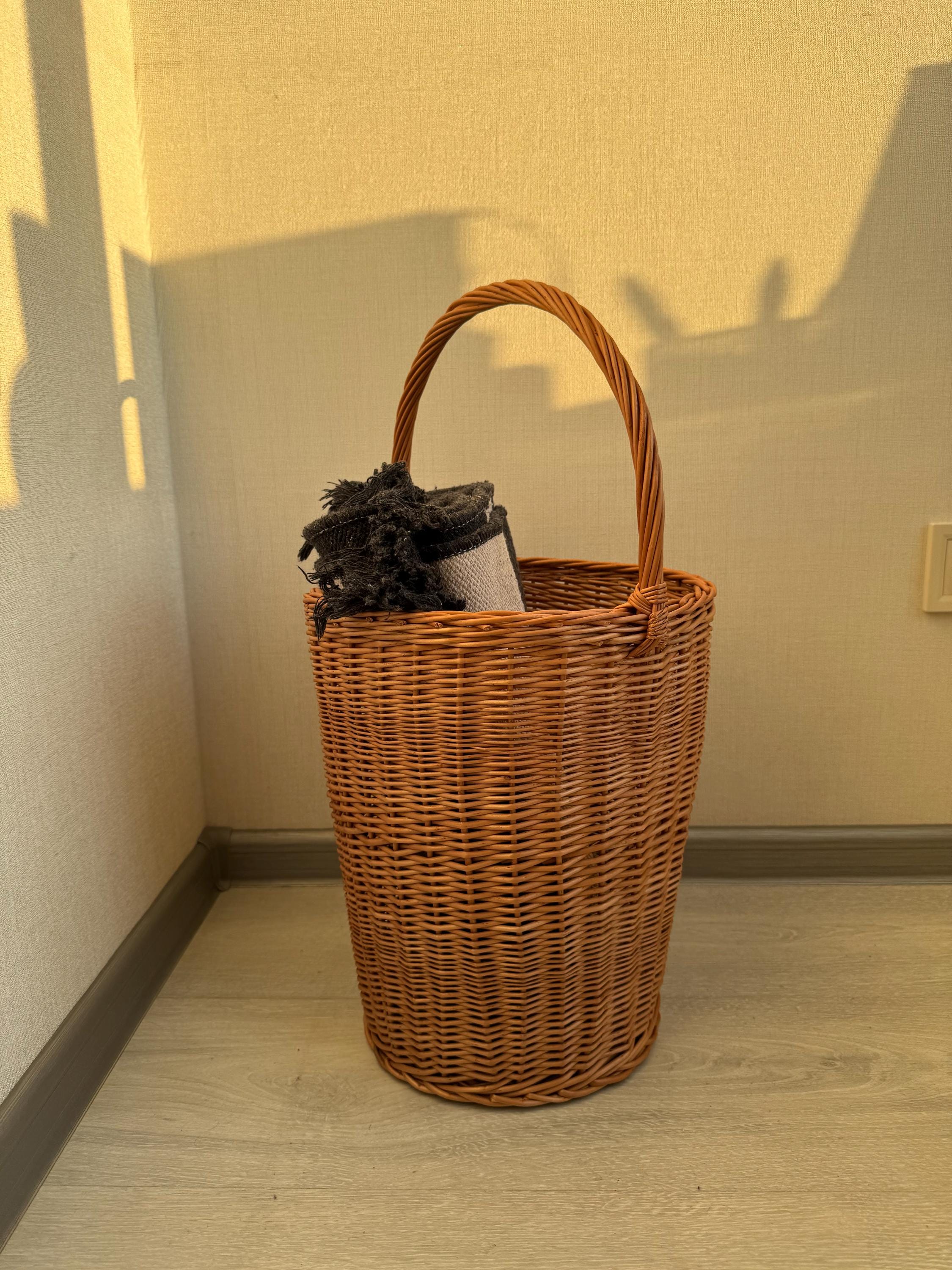 VIPOSCO Cesto Portaoggetti In Corda Intrecciata 58L Con Manici In Pelle - Pieghevole E Portatile, Colore Bianco E Marrone Per Organizzare Casa Con Stile - 2
