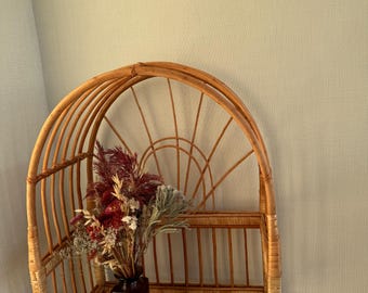アーチ型の籐の棚、植物スタンド、天然の籐の棚、ボヘミアン家具