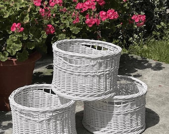 handmade round wicker storage basket eco friendly white wicker flower basket natural rattan organizer laundry basket wicker woven basket