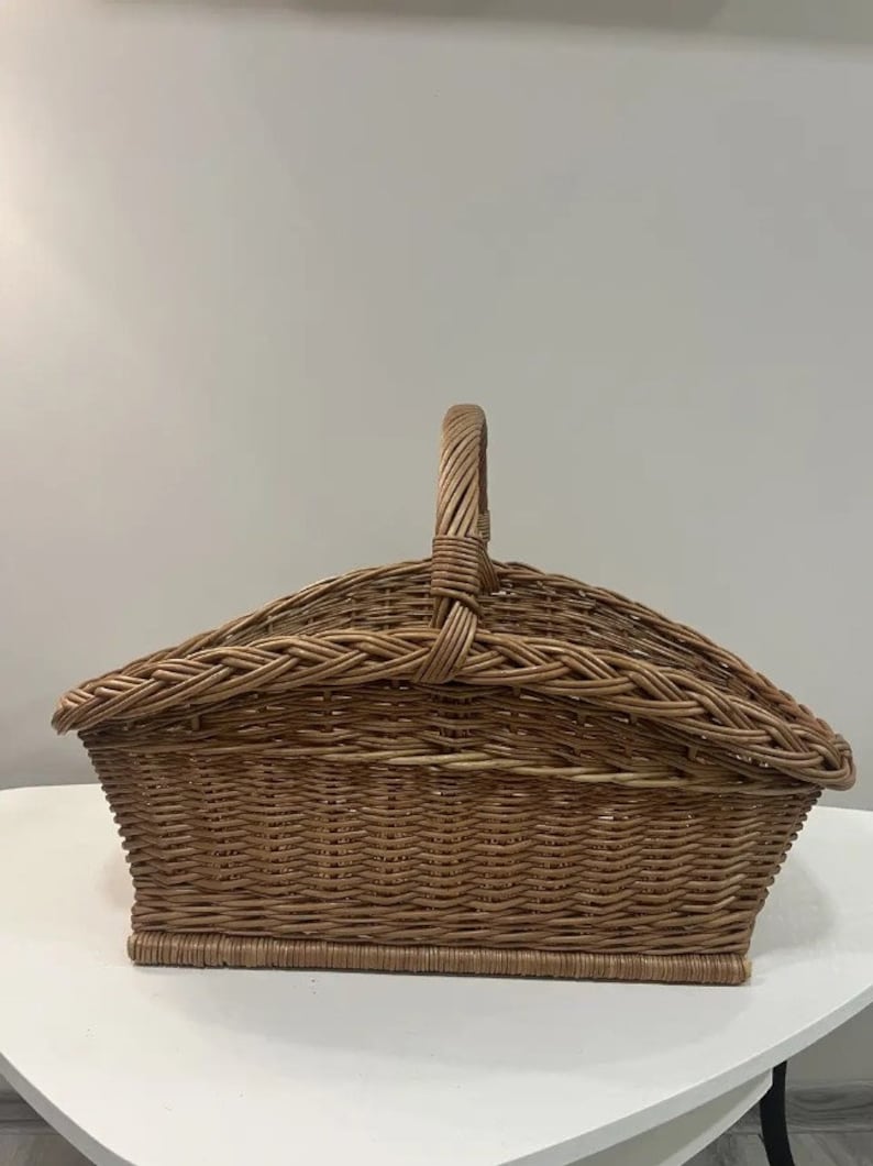Natural Wicker Log Carrier Basket - Thumbnail 2