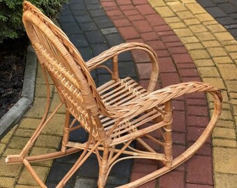 天然籐の子供用ロッキングチェア、環境に優しい子供用籐椅子