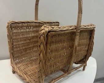 natural wicker log carrier firewood holder indoor fireplace decor log basket with handle firewood storage ecofriendly log storage