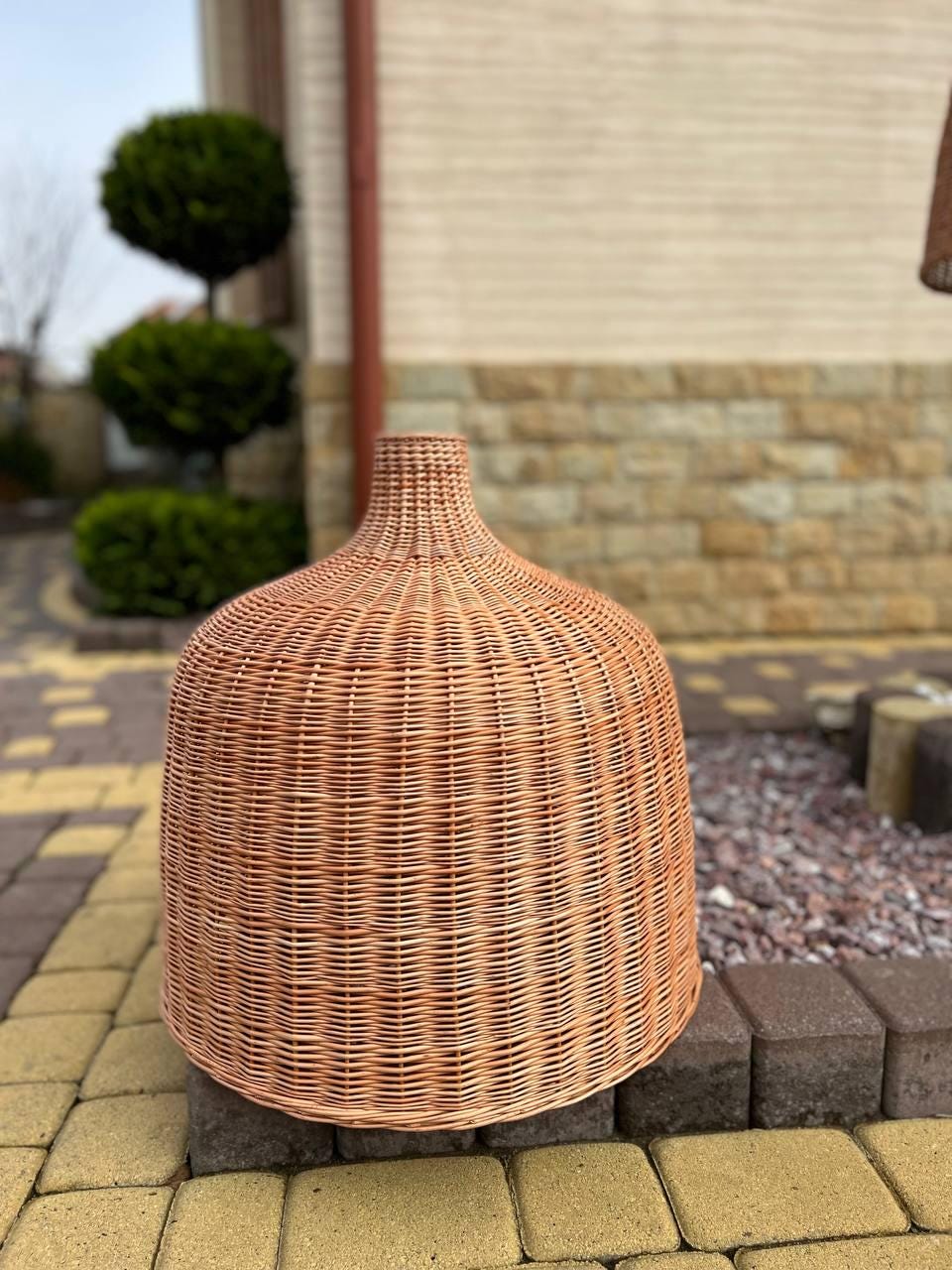 環境に優しい籐製フロアランプシェード、天然編み籐製ランプ