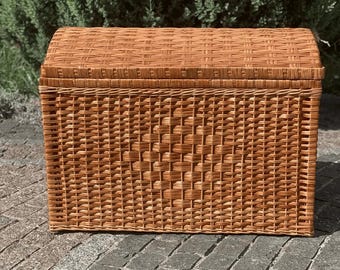 handmade wicker basket with lid natural woven rattan box toy storage ecofriendly wicker chest kids toy organizer rattan storage basket