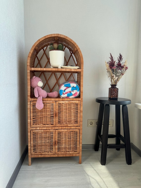 ベティ ラタンアーチ型家具 藤家具 引き出し付き アジアンテイスト 籐