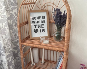 アーチ型の籐の棚、ラタンの本棚、植物スタンド、ボヘミアン家具、靴