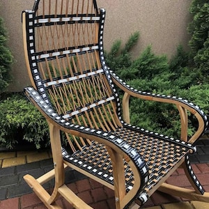 Rattan rocking outdoor lounge chair Handmade Patio Chair wicker chair cigar lounge chair patio furniture fireplace chair gift for dad
