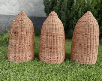 handmade woven pendant light shade ecofriendly restaurant rattan chandalier natural wicker lampshade boho pendant hanging light shade lamp