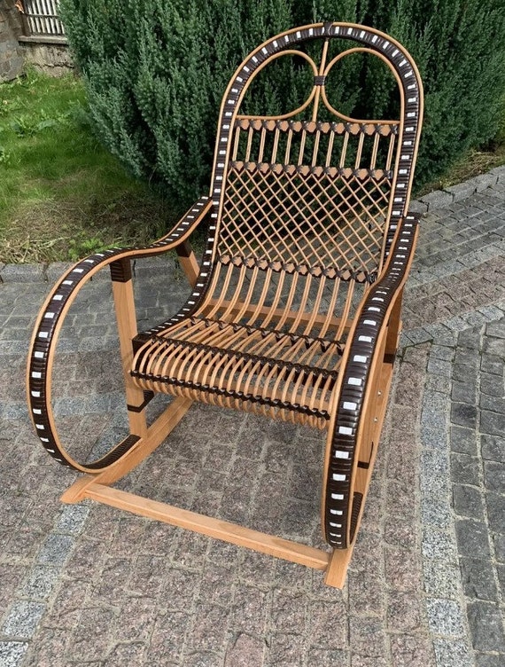 ラタン ロッキングチェア パティオチェア 籐製 屋外ラウンジチェア
