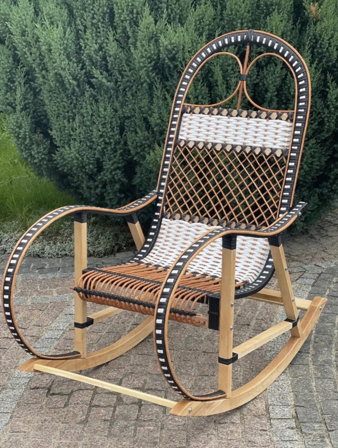 Wooden Rattan Rocking Chair Rattan Rocking Chair Patio Chair Wicker Outdoor Lounge Chair Cigar ...