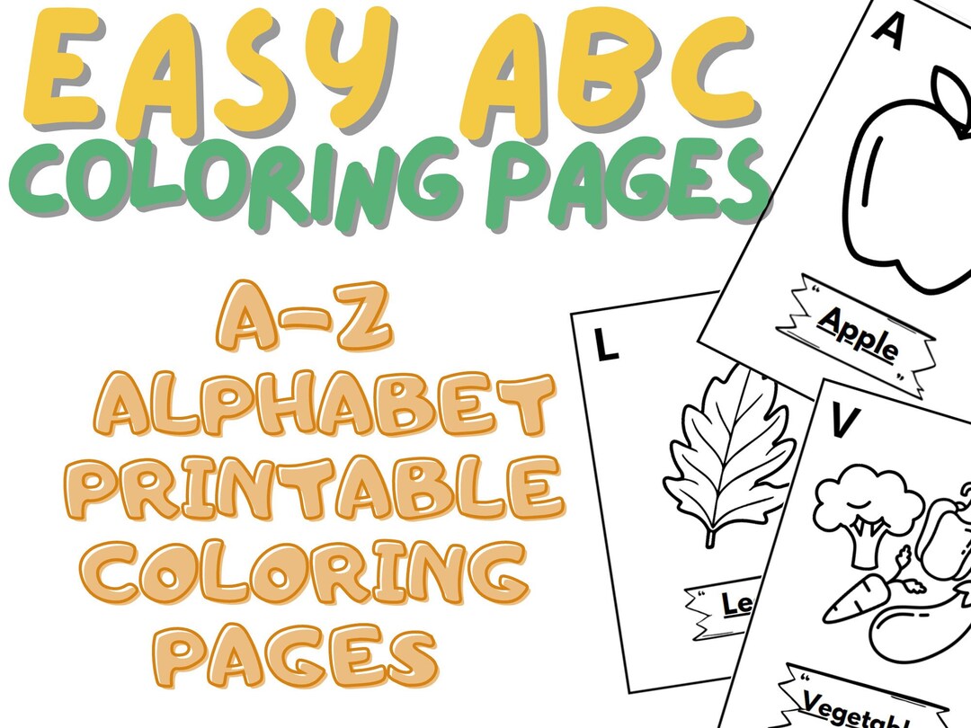 Easy Alphabet Downloadable A4 Printable Colouring Pages for - Etsy