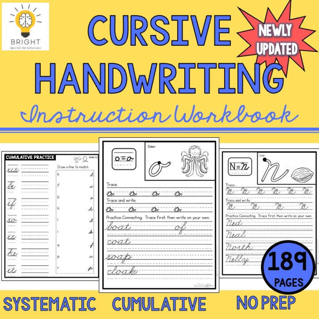 Cursive Handwriting Practice Pages - Etsy Australia