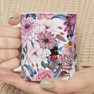 Mickey Mouse Coffee Mug Wildflower Mug Boho Garden Lover Nature Lover Mickey Mouse Lover Gift Cartoon Character Design Mug
