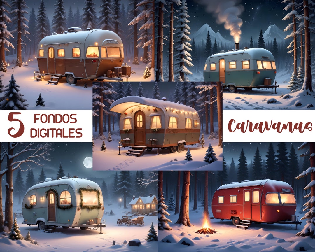 Caravan Backdrop Christmas Backdrop for Photography, Vintage Caravan Digital Backdrop ...