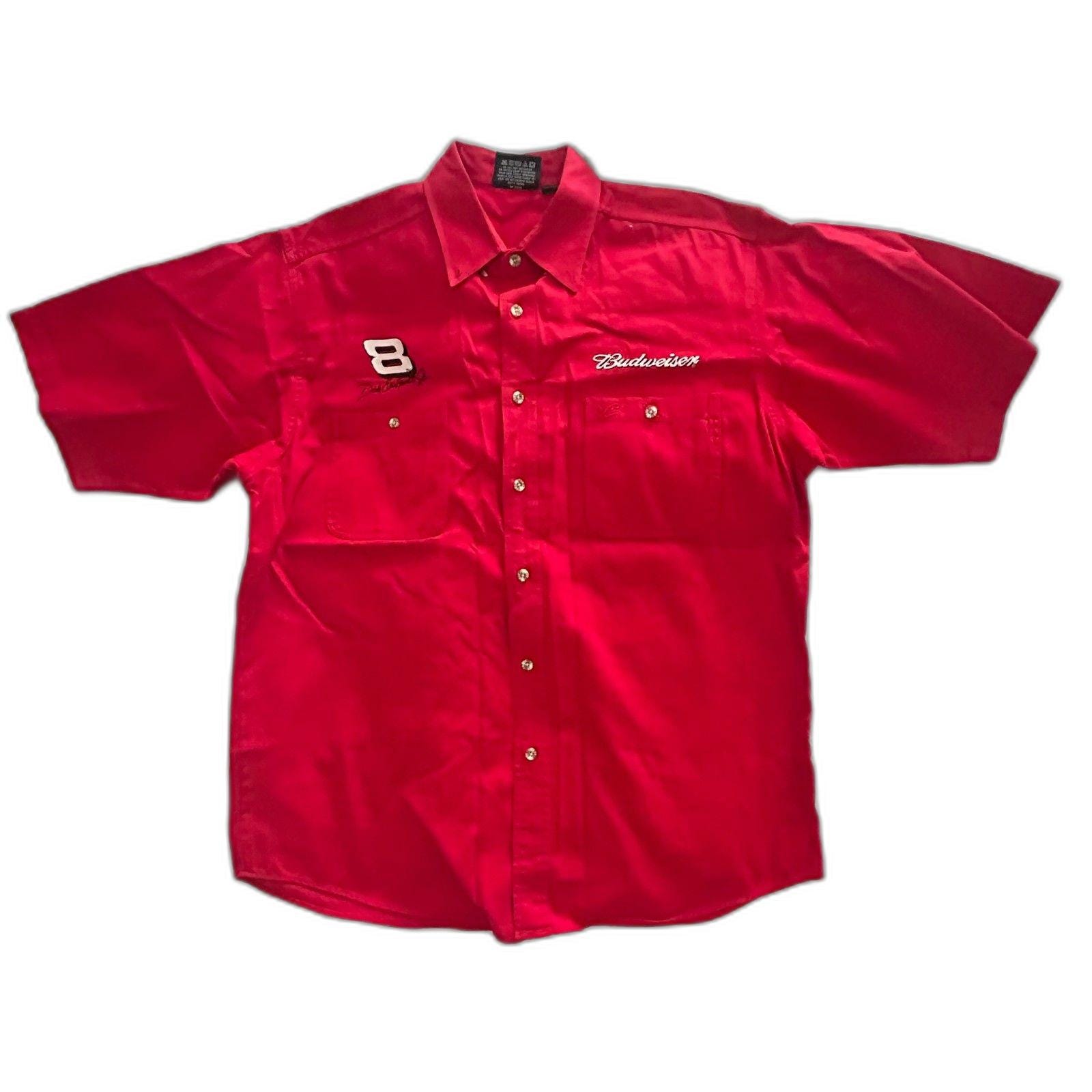 T-shirt Budweiser Homme Manches Courtes - Rouge Taille L - Canvas NWOT