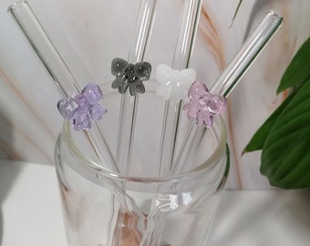 Coquette Girly Bow Glass Straw | Multiple Colours