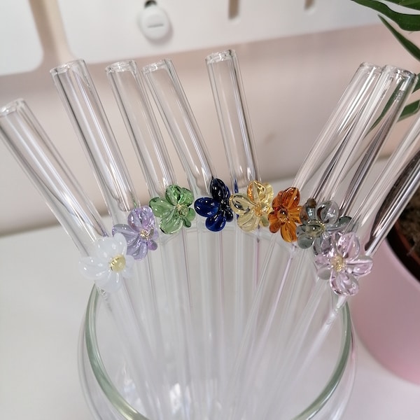 Flower Glass Straw | Multiple Colours