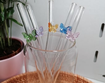 Butterfly Glass Straw | Multiple Colours