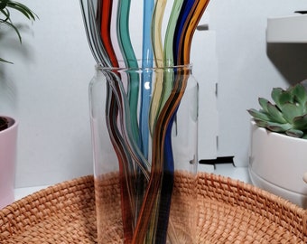 Cute Squiggly Glass Straw | Multiple Colours