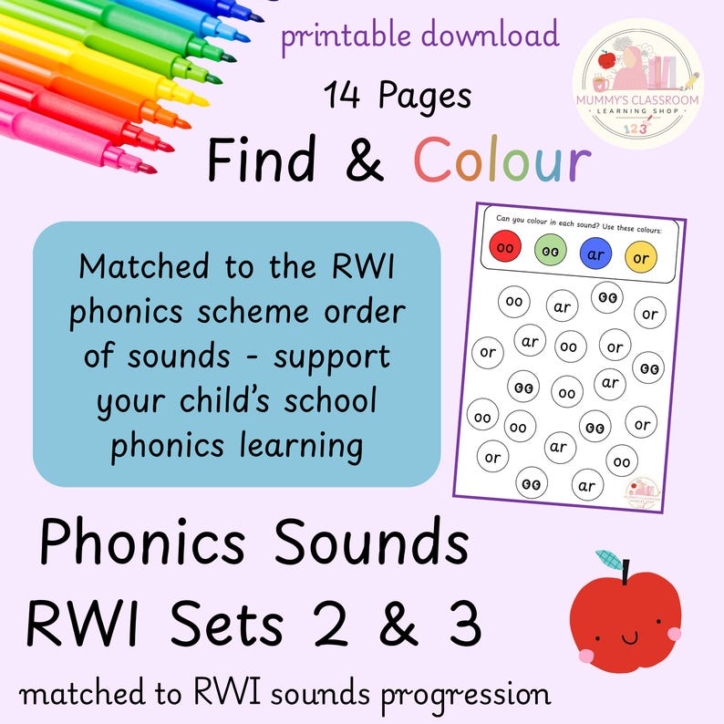 Phonics Find & Colour Worksheet – RWI Set 2 and 3 (digital Download) - Etsy