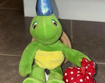 Vintage Franklin The Turtle Plush Toy Birthday 7&quot;