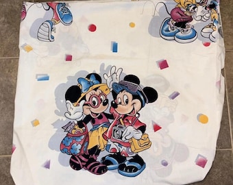 Drap-housse vintage pour lit simple Disney Mickey et Minnie Vacations