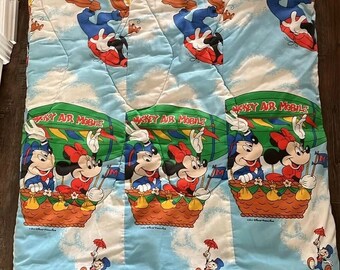 Vtg Walt Disney Prod Mickey Air Mobile Twin Reversible Comforter Cricket READ