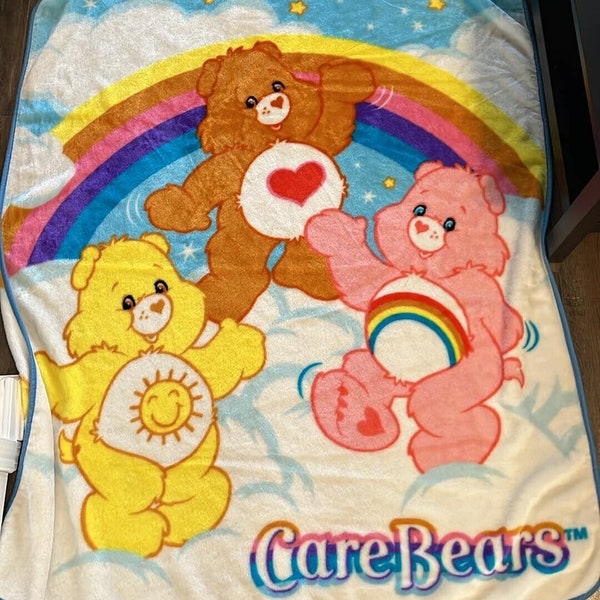 2003 The Care Bears Rainbow blanket 60x50"