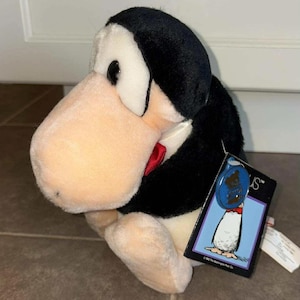 Vintage 1985 Dakin Opus Bloom County Penguin 8&quot; di peluche con etichette