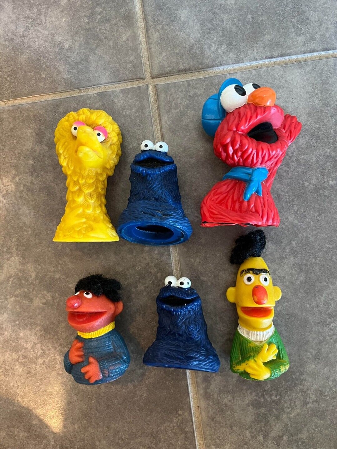 Vintage Sesame Street Finger Puppets Cookie Monster Elmo Big Etsy
