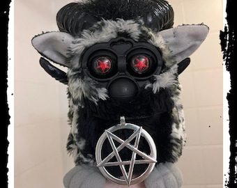 OOAK Furby The Dark Lord Gothic Satanic Goat Head Furby Non working art piece