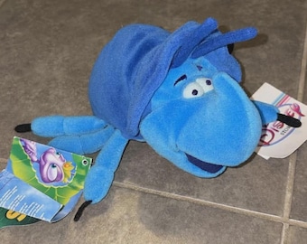Walt Disney Store Bug's Life Blue DIM BEETLE 7" bean bag Stuffed Animal Toy