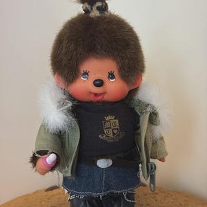 モンチッチ　Sサイズ　ドール デニムジャケット Sekiguchi Monchhichi Tokyo Fashion Plush Jacket Denim Bag READ - Etsy