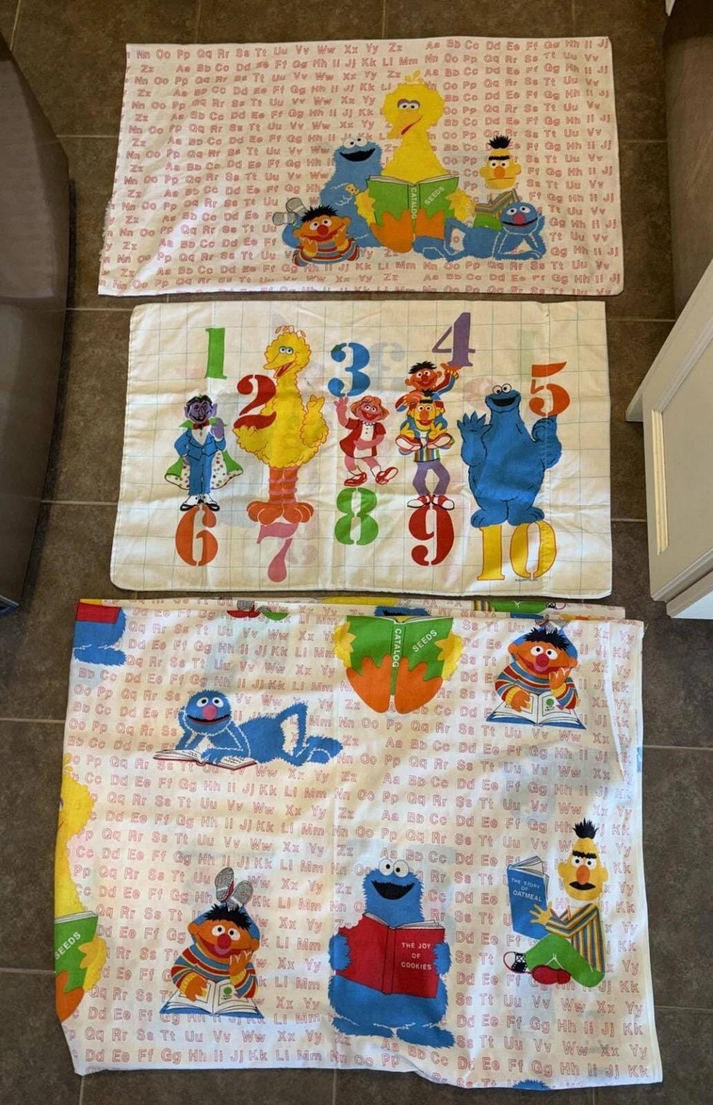 Taie d'oreiller vintage Sesame Street 1997 Elmo Big Bird