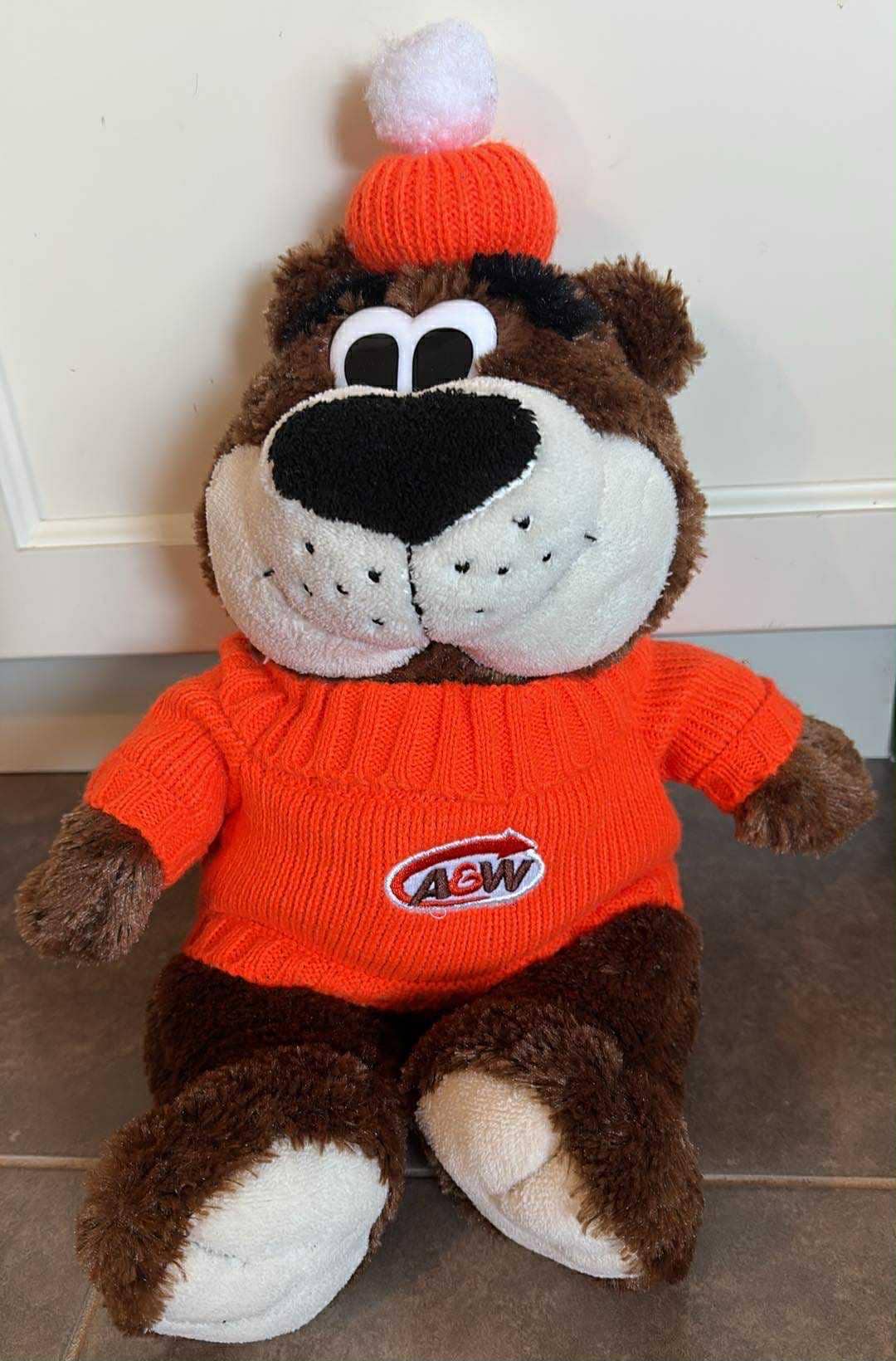 60' A&W Restaurant Bear Plush Doll 50㎝ USED A&W Restaurant ROOTY BEAR PLUSH Stuffed Mascot ROOT