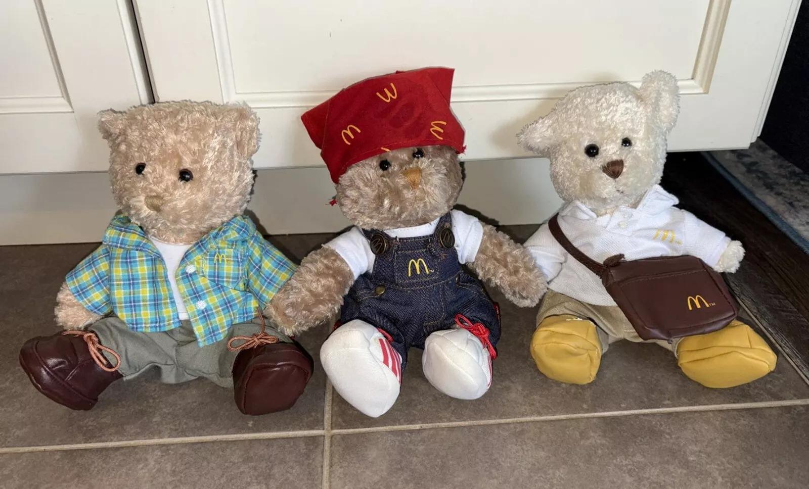 2004 Mcdonald's I'm Lovin It Collectors Plush Teddy Bears Set of 3