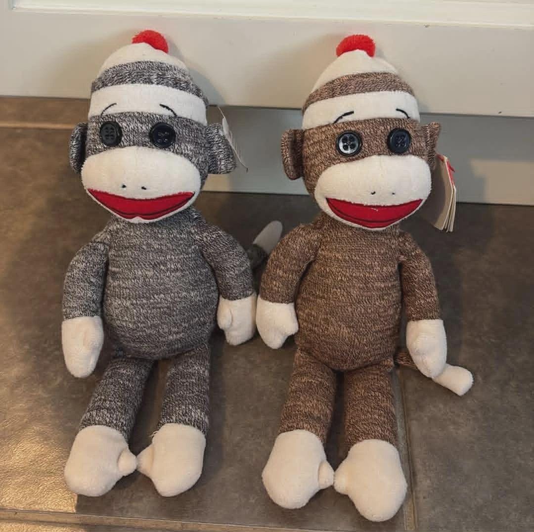 ❣️✨❣️TY Beanie Buddies 猿ぬいぐるみ3体セット❣️✨❣️ Ty Beanie Buddies Socks the Sock Monkey Plush Brown and Grey 9